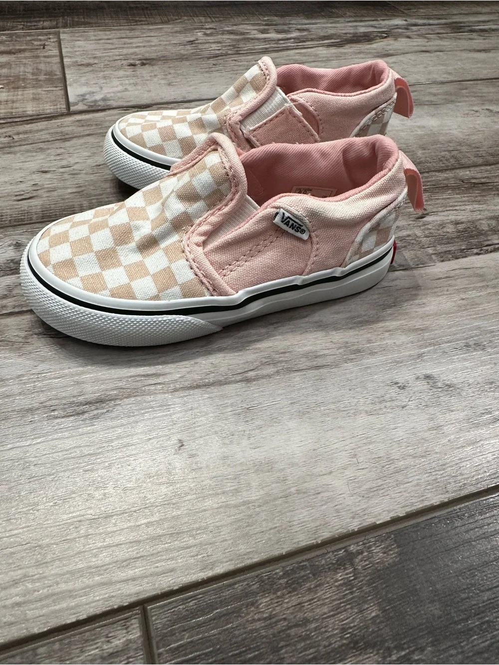 Vans Kids Slip-On Checkerboard Sneakers - Light Pink & White